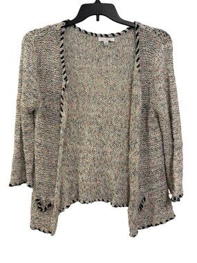 Roz & Ali Multicolor Open Front Cardigan Sweater XL Lightweight Acrylic Blend